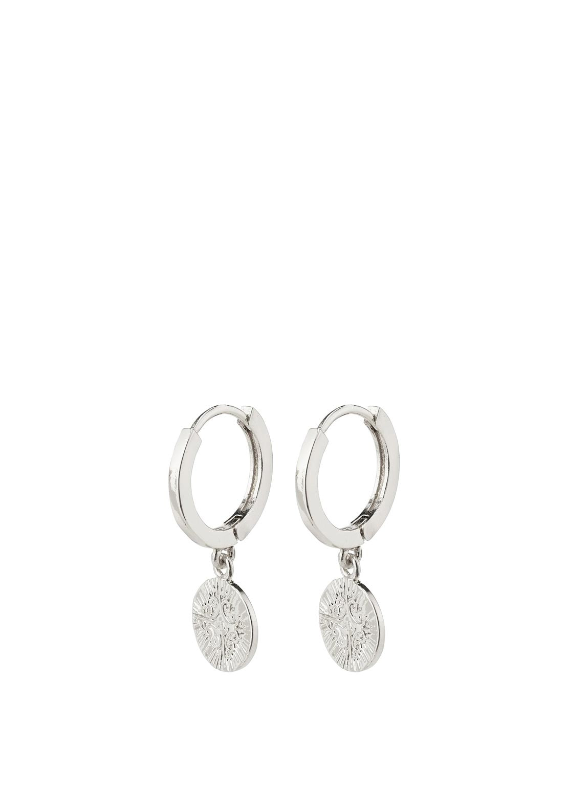 Pilgrim Nomad Disc Hoop Earrings, Silver