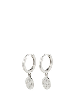 Pilgrim Nomad Disc Hoop Earrings, Silver