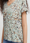 Ichi Vera V-Neck Sketch Print Blouse, Eggshell Blue