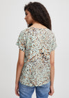 Ichi Vera V-Neck Sketch Print Blouse, Eggshell Blue