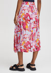 Ichi Marble Print Midi Skirt, Carmine Multi
