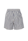 Ichi Cotton Bengal Stripe Shorts, White & Blue