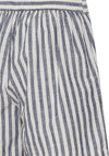 Ichi Cotton Bengal Stripe Shorts, White & Blue