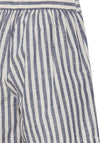 Ichi Cotton Bengal Stripe Shorts, White & Blue
