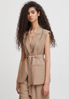 Ichi Cadova Tie Waist Waistcoat, Natural