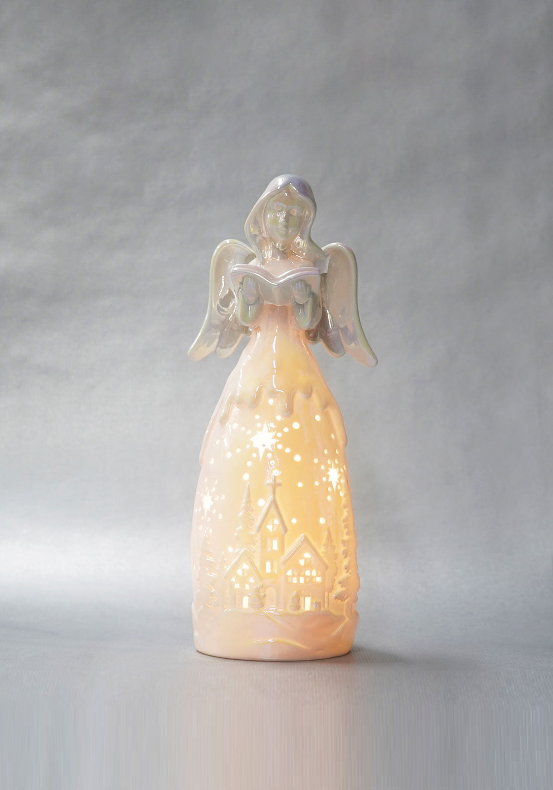 Verano Large Transparent Porcelain Angel with LED Insert