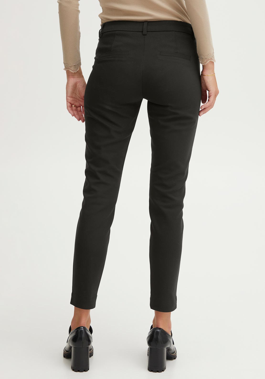 Fransa Slim Leg Cropped Trousers, Black