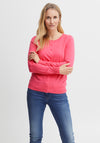 Fransa Basic Button Cardigan, Coral
