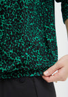 Fransa Three Quarter Sleeve Print T-Shirt, Holly Green