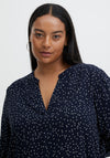 Fransa Polka Dot Blouse, Navy Blazer