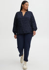 Fransa Polka Dot Blouse, Navy Blazer