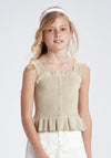 Mayoral Girls Ruffle Canale Glitter Top, Gold