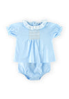 Sardon Baby Boy Frill Collar Top and Bottom Set, Blue