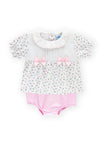 Sardon Baby Girl Frill Top and Bottom Set, White Multi