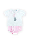 Sardon Baby Girl Elephant Top and Bottom Set, White Multi