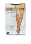 Marie Claire 15 Denier Satin Sheen Knee High Stockings Twin Pack Barely Black, One Size