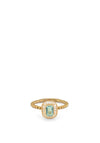 24Kae Green Rectangular Stone Ring, Gold Size 56