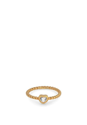 24Kae Heart Shaped Stone Ring, Gold Size 58