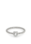 24Kae Heart Shaped Stone Ring, Silver Size 60