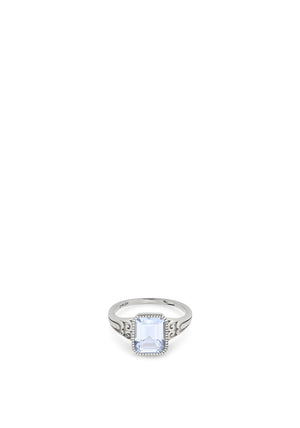 24Kae Lilac Octagon Stone Ring, Silver Size 58