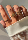 24Kae Rectangular Stone Ring, Gold Size 54