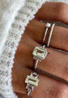 24Kae Rectangular Stone Ring, Silver Size 54