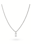 24Kae Twisted Chain Solitaire Pedant Necklace, Silver