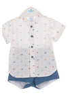 Sardon Baby Boys Paw Print Shirt and Shorts, Blue