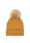 POM Diamond Knit Bobble Hat, Caramel