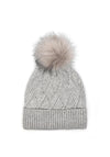 POM Cable Knit Bobble Hat, Light Grey