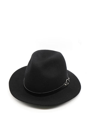 POM Fedora with Belt Detail, Black