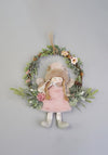 Verano Christmas Mini Angel Hanging Wreath, Green & Pink