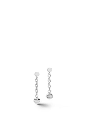 Coeur De Lion Small Round Drop Chain Earrings, Silver