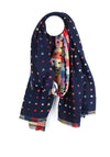POM Reversible Jacquard Heart Scarf, Navy