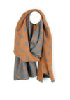 POM Reversible Pleated Star Print Scarf, Orange & Grey