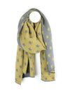 POM Reversible Pleated Star Print Scarf, Yellow & Grey