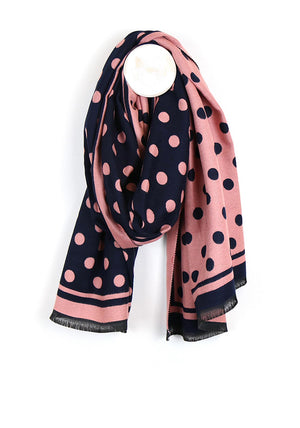 POM Reversible Dot Print Scarf, Navy & Pink