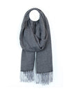 POM Mens Chevron Scarf with Fringe, Black & Grey