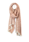 POM Zebra Print Scarf with Fringe, Salmon Pink
