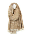 POM Zebra Print Scarf with Fringe, Camel