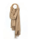POM Scarf with Fringe, Camel
