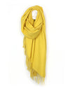 POM Scarf with Fringe, Yellow