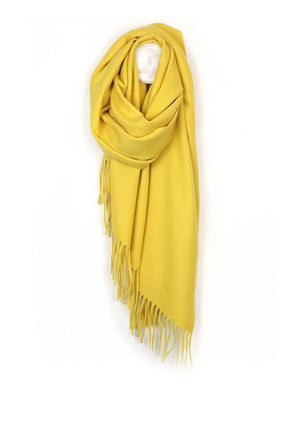POM Scarf with Fringe, Yellow