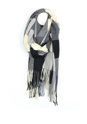POM Grey Check Blanket Scarf