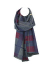 POM Mens Reversible Grey & Burgundy Plaid Scarf