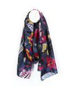 POM Forest Flower Print Scarf, Grey Multi