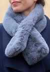 POM Faux Fur Scarf, Grey