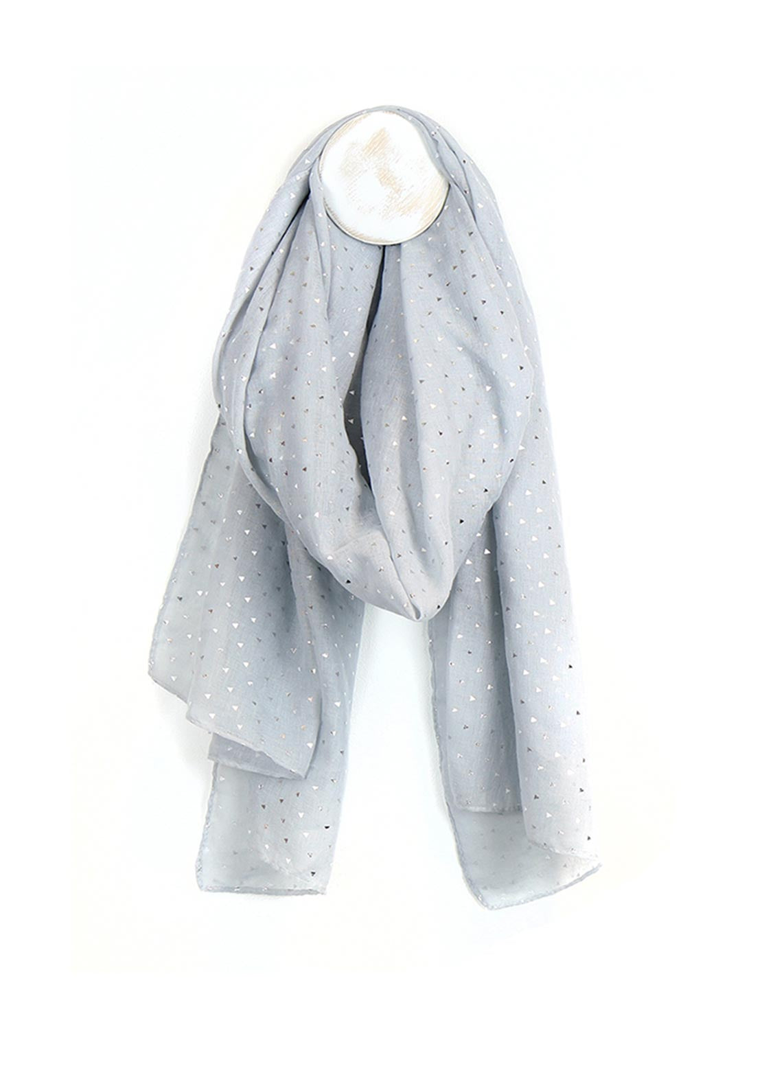 POM Triangle Print Scarf, Silver