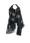 POM Rose Gold Tree Pattern Scarf, Black