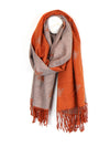 POM Reversible Bee Scarf with Fringe, Orange & Grey